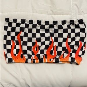 Checker with fire flames bandeau
